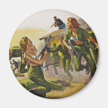 Fighting Combat Women in their Bras Magnet