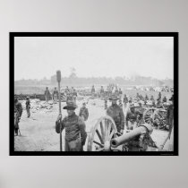 Fighting Men & Cannon in Fort Richardson 1862 Poster