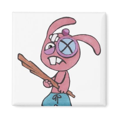 Fighting Rabbit 2inch Square Magnet by FaunTrooper