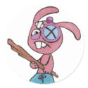 Fighting Rabbit 3inch Round Stickers (sheet of 6) by FaunTrooper Fighting Rabbit 3inch Round Stickers (sheet of 6)