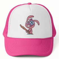 Fighting Rabbit Pink Trucker Hat Cap by FaunTrooper Fighting Rabbit Pink Trucker Hat Cap