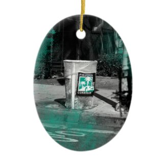 Figueroa Corridor Trash Can Christmas Tree Ornaments