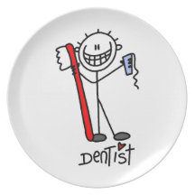 Figura básica dentista del palillo plato de cena