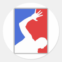 ¡Figura del hombre de alcalde League! ¡diseño excl Etiqueta Redonda