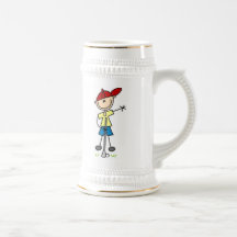 Figura masculina golfista del palillo tazas de café