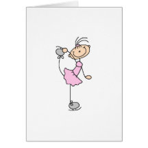 Figura rosada patinador del palillo del chica de h felicitaciones