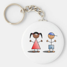 Figuras del palillo del chica y del muchacho llavero personalizado