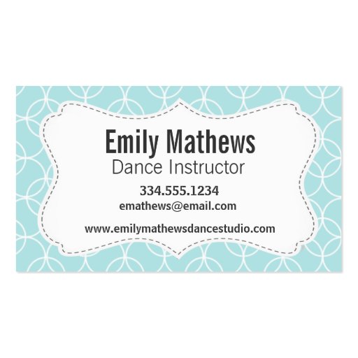 Figure Skating; Baby Blue Circles Business Card Template (back side)