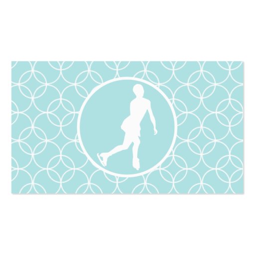 Figure Skating; Baby Blue Circles Business Card Template (front side)