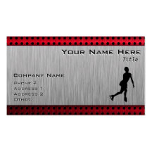 Figure Skating; Red Metal-look Business Card