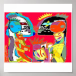 figures in a colour background posters