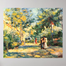 Figures in the garden by Pierre Renoir Poster