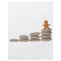 Figurine on stack of pebbles custom flyer