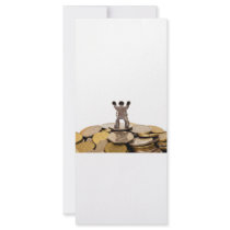 Figurine on top of a pile of coins customized rack card