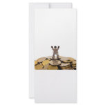 Figurine on top of a pile of coins customized rack card