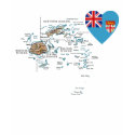 Fiji Flag Heart and Map T-Shirt