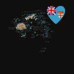 Fiji Flag Heart Map Fitted AA T-Shirt