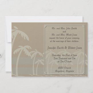 Fiji: Tropical Palm Trees in Taupe, Creme, Blue invitation
