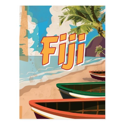 Fiji Vintage travel poster Postcard Zazzle