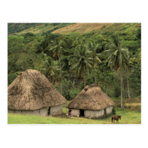 Fiji, Viti Levu, Navala, Traditional Bure houses Post Cards