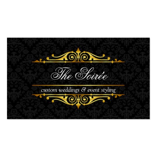 Filigree and Damask Event Planner Business Cards (front side)