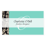 filigree; aqua// white business cards