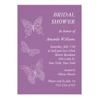 Filigree Butterfly Bridal Shower (purple) Personalized Invitation