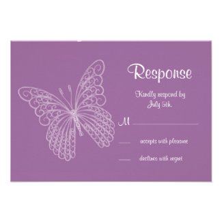 Filigree Butterfly Enclosure Card in Purple Custom Invites