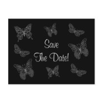 Filigree Butterfly Save the Date Postcard in Black