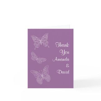 Filigree Butterfly Thank You Card (purple)