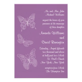 Filigree Butterfly Wedding Invitation in Purple