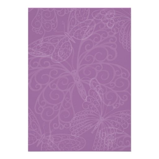 Filigree Butterfly Wedding Invitation in Purple