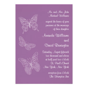 Filigree Butterfly Wedding Invitation in Purple