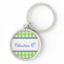 Filigree green navy custom name bridesmaid key fob keychain