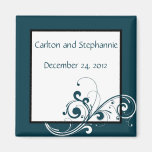 Filigree Navy/White Wedding Magnet