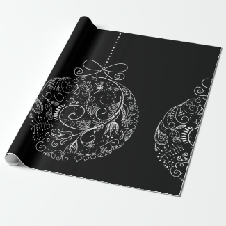 Filigree Ornaments  on Black Wrapping Paper