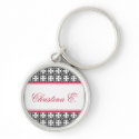 Filigree red black custom name bridesmaid key fob keychain