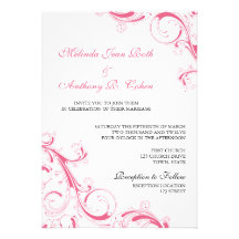 Filigree Swirl Honeysuckle Pink 5x7 Wedding Invites
