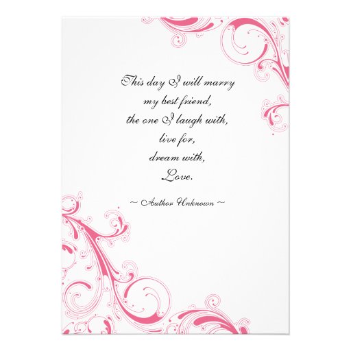 Filigree Swirl Honeysuckle Pink 5x7 Wedding Invites