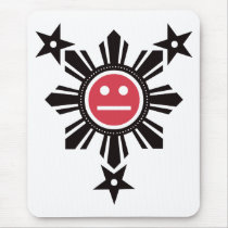 Filipino Sun and Stars Face - Black and Red mousepads