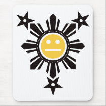 Filipino Sun and Stars Face - Black and Yellow mousepads