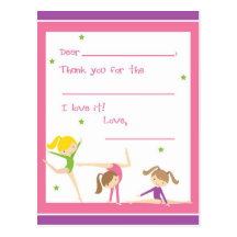 Fill in the blank gymnastics thank you postcard