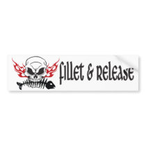 Fillet & Release Skull bumper stickers by FishNHuntObsessions Fillet & Release Skull bumper stickers