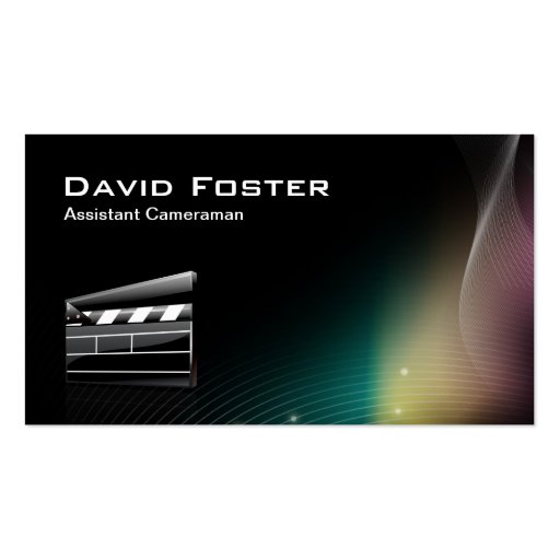 Film Assistant Cameraman Director Business Card Template (front side)