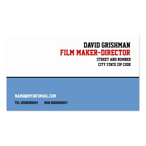 Film maker/director/Movie maker business cards (back side)