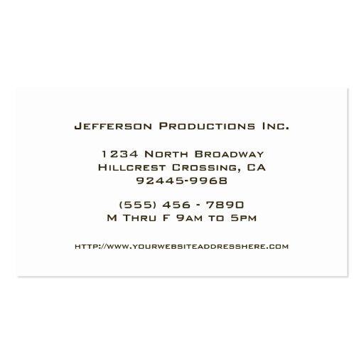 Film Noir Grunge Style Company Business Card (back side)