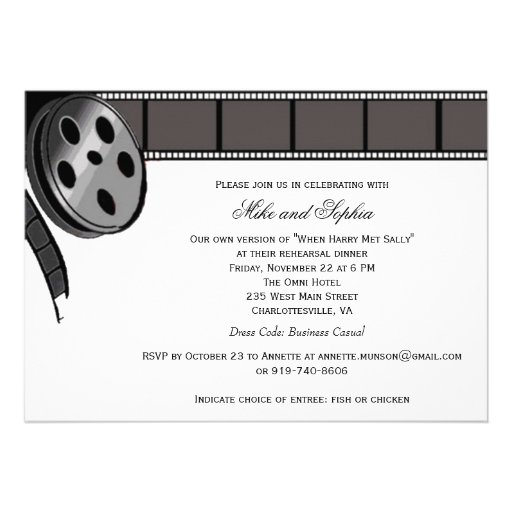 Film Reel in Black and White Party Invitation