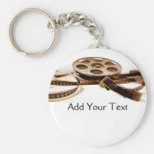 Film Reel in Sepia Tones Background Keychains
