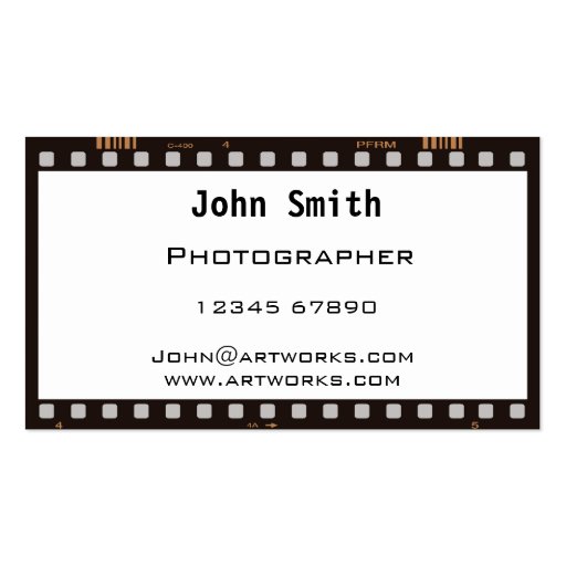 Film strip business card templates (front side)