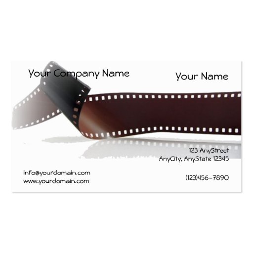 Film Strip with Reflection on White Background Business Card Templates